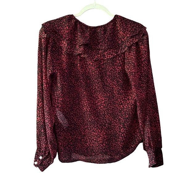 ZARA Ruffle Red Animal Print Sheer Blouse – Sze S - Picture 7 of 14